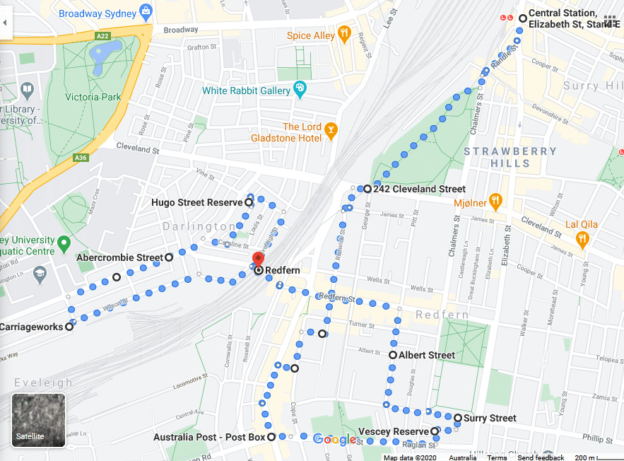 Walk Map through Redfern 