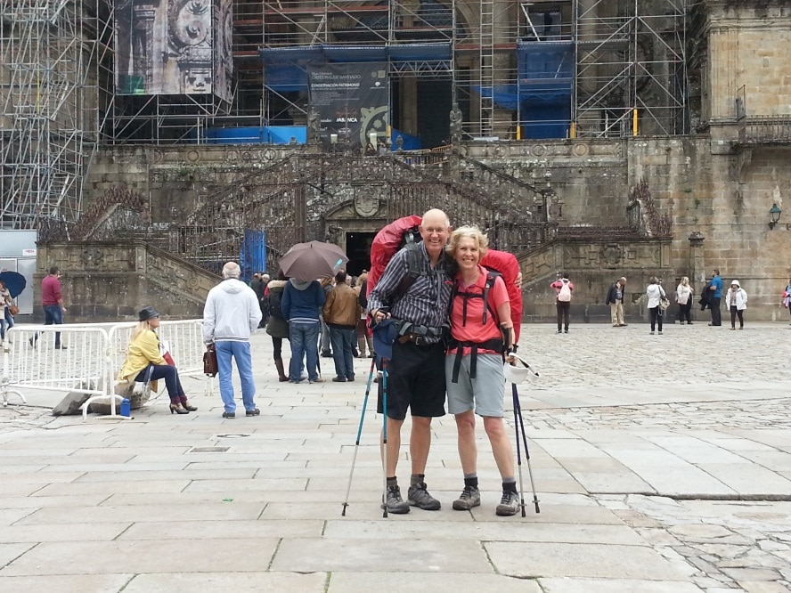 Celebrating the end of the Portuguese Camino in Santiago