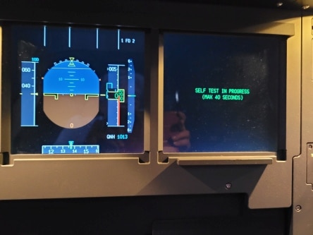 Screens in cockpit of an A320