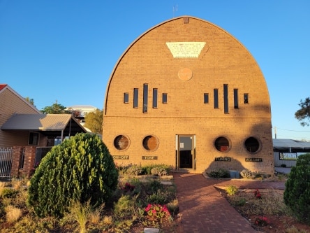 2BH broadcasts from this building shaped like an old fashioned radio in Broken Hill