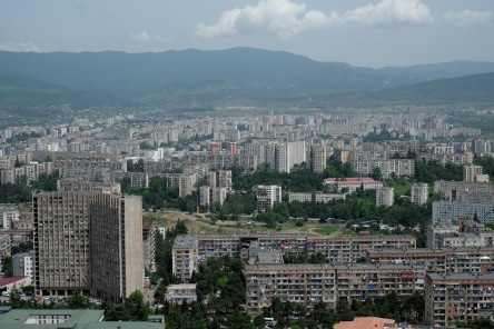 The dormitory suburbs of Tbilisi - some of the apartments were built in Soviet times others more recently.
View from Chronicles of Georgia