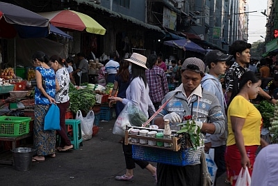 Selling Betel Nut Chew in Myanmar